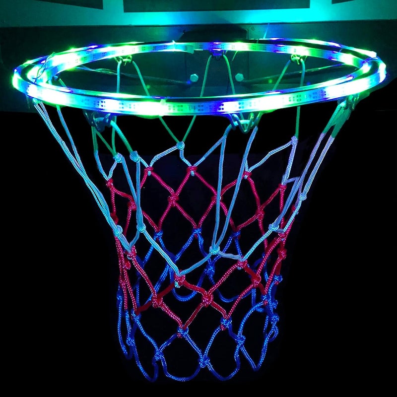 Cateep LED Basketball Hoop Lights, 18ft LED Basketball Rim Light for Basketball Lovers Waterproof 8 Modes Multicolor for Playing at Night Outdoors - Image 1